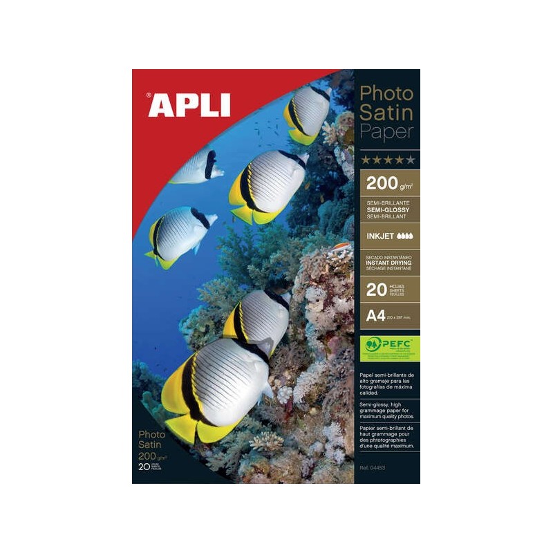 Apli Papel Fotografico Photosatin A4 200g 20 Hojas